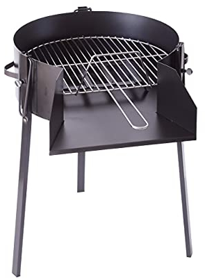 LepantoGarden Barbacoa grande portátil carbón redonda 60 cnt de Chapa para Carbon, barbacoa con patas desmontables y parilla.
