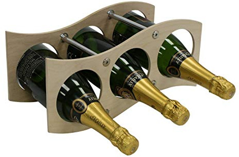 RTA 35 cm 3-Bottle Modular Freestanding Wooden Wine Rack | Stackable Wood & Metal Wine Bottle Holder, Bar Accessories for Home Pub | Alcohol Storage for Home Bars, Wine Racks for Cupboard & Countertop
