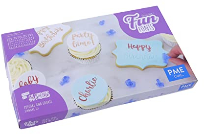 PME Collection 1 Fun Fonts-Set di stampaggio per Cupcake e Biscotti, Collezione 1