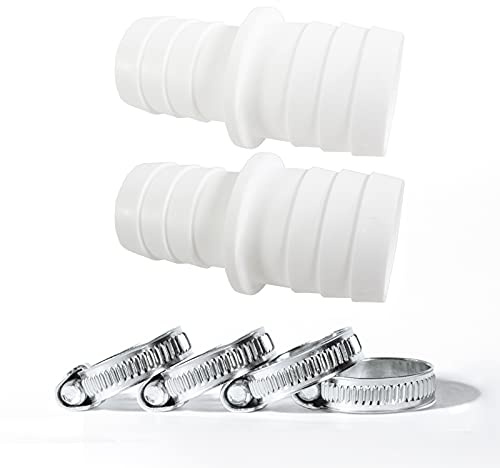 Norma Lot de 2 raccords de tuyau Ø 32 à 38 mm pour piscine + 4 colliers de serrage universels en acier inoxydable, adaptateur de tuyau de piscine Norma 1 1/4 vers 1 1/2 – Double embout de tuyau