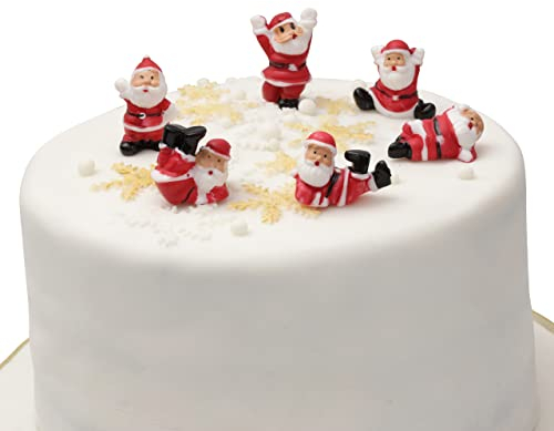 Merry Christmas cake topper stocking elfin Santa sign Moto snowman stocking hessian candy cane reindeer Cake Decorations yule log cupcake toppers (Mini Santa)
