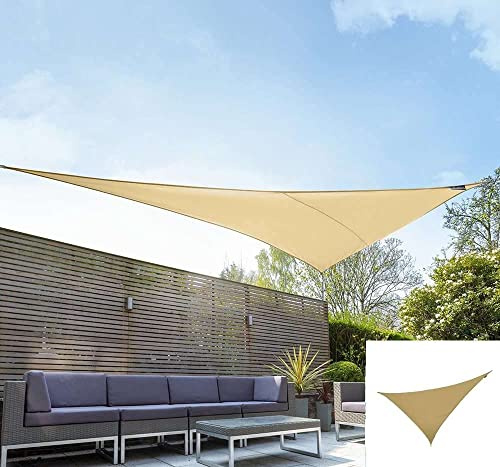 Kookaburra Waterproof Garden Sun Shade Sail Canopy with Fixing Kit in Sand Colour 98% UV Block (Triangle, 2m)