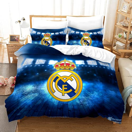 Enfunt-Home - Football Housse de Couette 140x200cm, Impression Numérique 3D Parure de lit Enfant 100% Microfibre avec 1 Taie d'oreiller 65x65cm