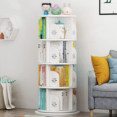 5-stöckige Umkehrbare Bücherregale, 360 Grad Drehbare Bücherregale, Große Offene Regale, Stabile Abschirmung, für Wohnzimmer, Schlafzimmer, Home Office (Color : White, Size : 5 Layers)