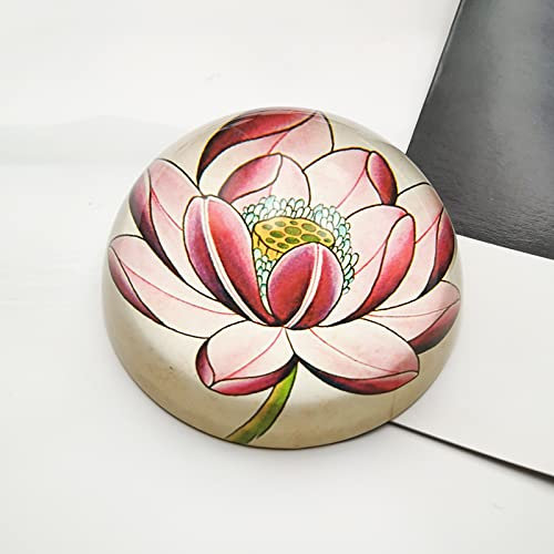 Handgemachte Kristallglas Roter Lotus Hemisphäre Briefbeschwerer Halbkugel Glas Ornamente Home Office SuppliesTischdekoration Geschenke