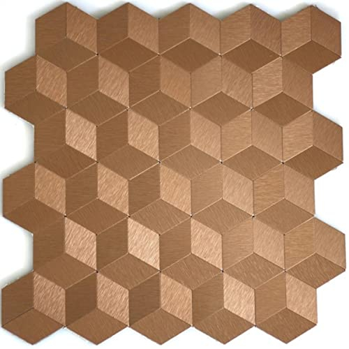 Europäische Wand Metall Alu-Kunststoffplatte Fliesenaufkleber Küchenleiste TV Hintergrund Wand selbstklebend Sechseck Mosaik Aufkleber-D,30x30cm 1STK