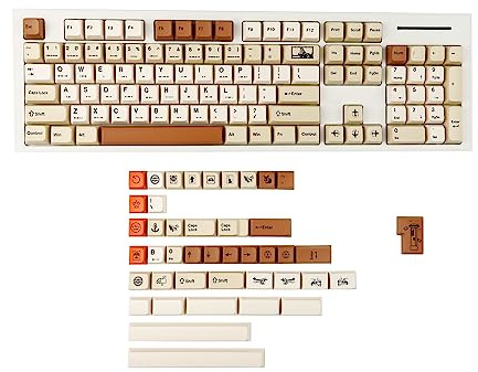 1,6 mm Dicke, Vintage-Stempel, MDA-Profil, Farbstoff-Sub-Tastenkappen, PBT-Tastensatz für TKL 61, 64, 68, 75, 87, 96, 104 Alice Split MX Tastatur