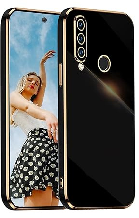 Kaywzo Hülle für Huawei P30 Lite,TPU Galvanisiertes Stoßfeste Handyhülle,Glänzend Spiegel Kratzfeste Schutzhülle,Ultra Dünn Silikon Cover Case,Schwarz