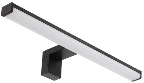 LED Universum - moderne LED Spiegelleuchte Monica 40cm schwarz eckig 7,4W 900lm 4000K IP44 für Badezimmer, Spiegel oder als Bilderleuchte, Steck- Klemm- Wandmontage