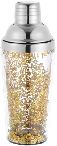sourcing map 16OZ(450ml) Plástico Cóctel Coctelera con Colador, Inoxidable Acero Superior Cóctel Coctelera Botella Vino Mezclador para Bar Fiesta Casa Vino Coctelera Bar, Amarillo