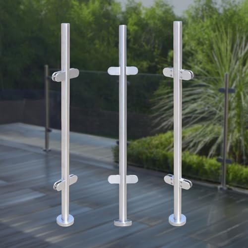 Postes de acero inoxidable y goma 316, altura total de 110 cm, para balcones, barandilla de techo, barandilla para escaleras, color plateado