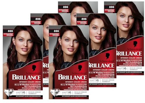 Brillance Intensiv-Color-Creme 896 Schwarzrot Organdi (6x 160 ml), dauerhafte Haarfarbe mit Diamant-Glanz und Pflege-Conditioner, für 10 Wochen Farbintensität