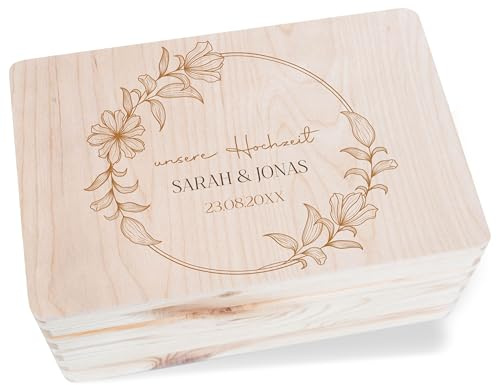 Holzkiste - Unsere Hochzeit Erinnerungsbox | Box Hochzeit | Hochzeitgeschenk Box - 30x20x14 cm - Holz - geschenke für brautpaar￼ hochzeitskartenbox brautpaar wedding erinnerungskiste