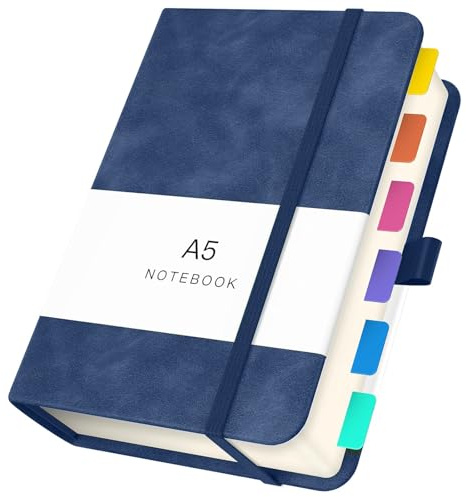Yarotm Cuaderno A5 Hojas Blancas - 1 Pieza Cuaderno de Cuero PU - 100GSM Libreta A5 Hojas Blancas - Azul Oscuro Bloc de Notas 14x21cm - 360 Páginas Notebook A5 Cuaderno Viaje Diario