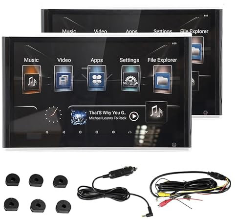 HDaspijh Lecteur VidéO D'Appuie-TêTe De Voiture 10,1 Pouces, Tablette de Moniteur D'appui-tête, SystèMe De Divertissement De SièGe ArrièRe pour Android 9.0, Prise en Charge 4K/WiFi/Bluetooth/USB,2pcs
