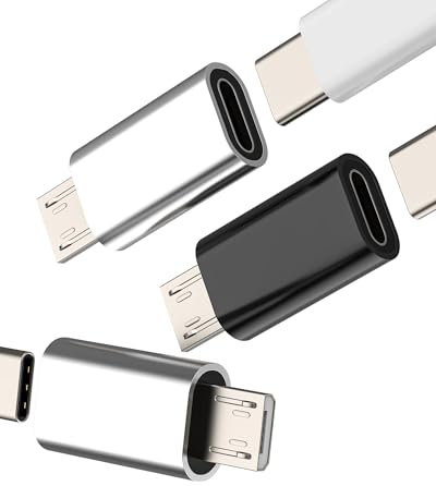 Adaptador de carga USB C hembra a Micro USB macho (3 paquetes) Tipo C Datos Cable Conector Type-C Jack Adaptadores Android Móvil Compatible con Samsung Galaxy S6 S7 Edge + S7Active Note5 A7 TP-MC
