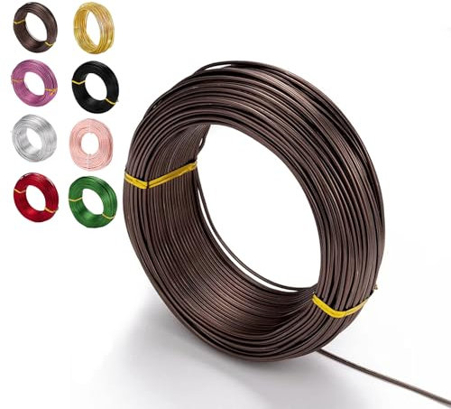 12 Gauge Aluminum Craft Wire, 2mm 100 Ft/30m Brown Bendable Metal Crafting Wire for Floral Making, Sculpting, Jewelry Making, Binding Flower Wreath, Xmas Wreath