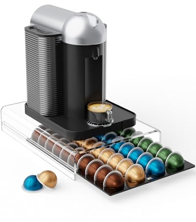 Storage Drawer for Nespresso Vertuo Coffee Pod Holder for Counter Acrylic Coffee Capsule Organizer - 40 Pods