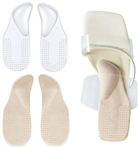 Misorita Almohadillas de talón, insertos de soporte de arco para mujer, plantillas de cambio de peso para tacones altos, inserciones de zapatos para mujer, inserciones de fascitis plantar