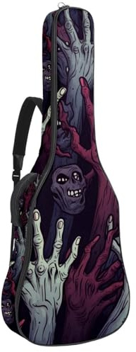 Bassgitarrentasche mit Halloween-Zombie-Handkunst 41, Akustikgitarrentasche 101,6 cm (40 Zoll) E-Gitarrenkoffer, wasserdichte Oxford-E-Gitarre, Gigbag für akustische Konzertgitarre, Ukulele,
