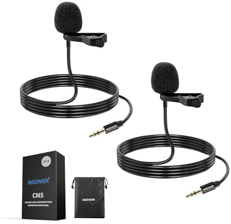 NEEWER 2er Lavalier Mikrofon, omnidirektionales Kondensator Ansteckmikrofon, kabelgebunden, für die Bühne YouTube Live Streaming kompatibel mit Rode Wireless GO II 2 DJI Wireless Mic Transmitter CM5