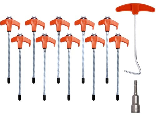 Anlising 10PCS Drehbare Zeltheringe mit Gewinde, Heringe Stahl mit Gewinde, Zelt Zubehör Camping Heringe Schrauben, Harter Boden Schraubheringe, Schraubheringe Camping, für Wald, Wiesen, Gras (Orange)