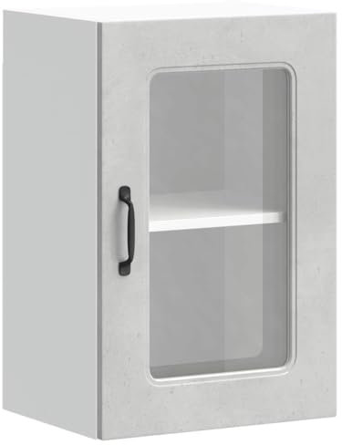 vidaXL Küchen-Hängeschrank mit Glastür Kalmar Betongrau Holzwerkstoff, Wandschrank Küche, Wandschrank, Oberschrank, Küchenschrank, Hängeschrank