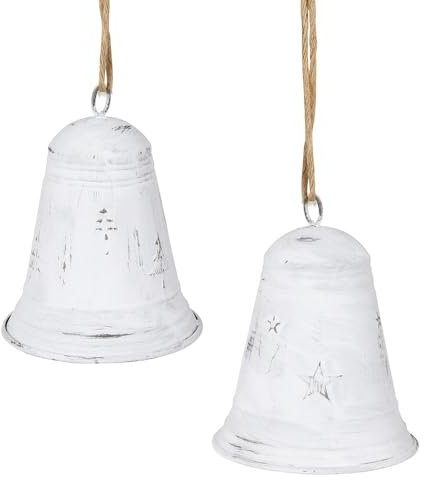 zeitzone Glocken-Set Zink Weiß Weihnachtsglocke 2 Stück Nikolaus Weihnachtsdeko
