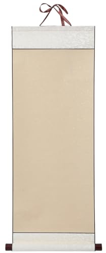 Garneck Chinese Blank Calligraphy Scrolls - 1Pc Long Scroll Paper for DIY Art Projects - Decorative Wall Hanging Xuan Rice Paper for Calligraphy and Painting Golden Poster Hanger Frame