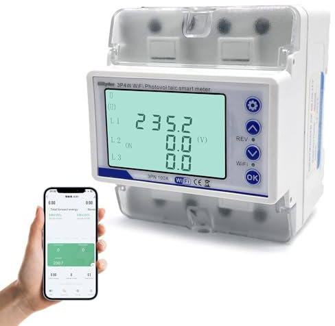 SiRyder Contatore Energia Elettrica Wifi, 380VAC 100A Misuratore Consumo Elettrico WLAN Protezione di Richiusura Intelligente,Visualizzazione Energia Elettrica