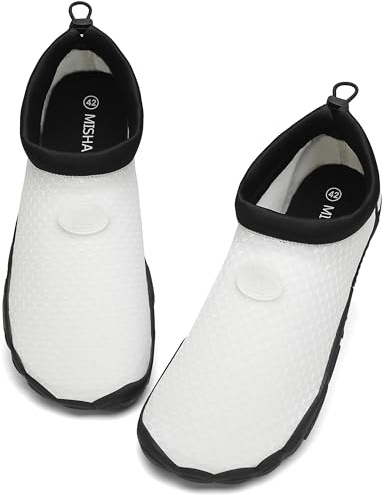 Mishansha Hombres Zapatos de Acuáticos Mujer Escarpines Secado Rápido Antideslizante Zapatos de Agua para Ligeros Respirable para Deportes Acuáticos Blanco Gr.42