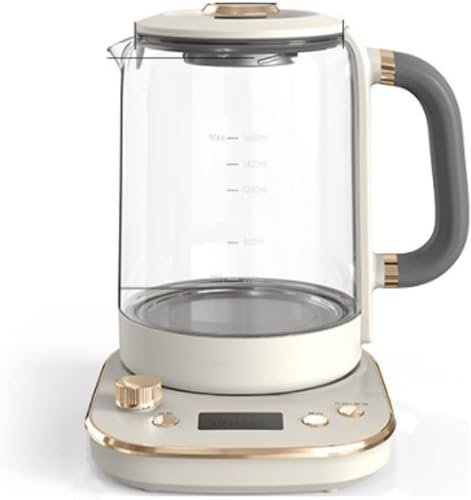 900W Electric Kettle Glass Tea Kettle with BPA-Free 1.6L Cordless Portable Water Glass Boiler with LED Light 9 Major Functions Auto-Shutoff and Boil-Dry Protection Teapot (Beige) lofty ambition