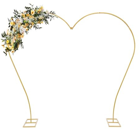 RjcdOPL Arco di palloncini/fiori a forma di cuore, per matrimonio, metallo, capacità di carico 8 kg, durevole e stabile, decorazione per festa e compleanno (oro)