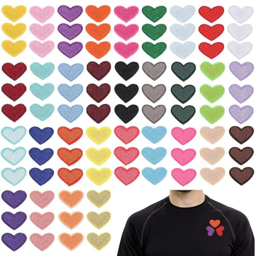 UDNFHL 93 Stücke Von Mini Herzförmigen Stoffflecken, Reparaturen Von Kleidung, Einfache Dekorative Stoffflecken, Die In Kleidung, Taschen Und Hüten Verwendet Werden Können.