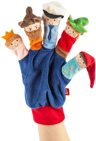Sigikid Spielhandschuh Räuber Rollenspiel mit Fingerpuppen Geschenkidee | Rollenspiel Fingerpuppen-Handschuh 5 Kasperle-Theater-Figuren