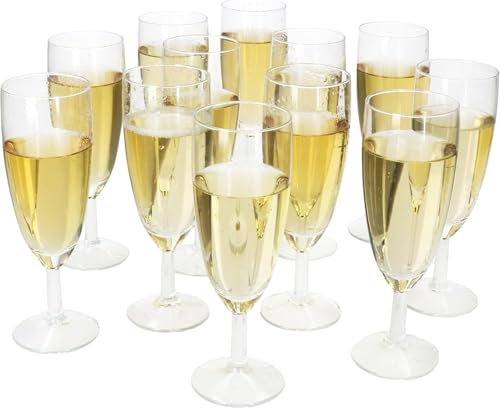 Behiruch 50 Copas de Champán de Plástico, 160ml Copas de Cava Reutilizables, Vasos de Champagne Plastico para Cócteles, Vino, Postres - Flautas de Champán para Bodas, Fiestas