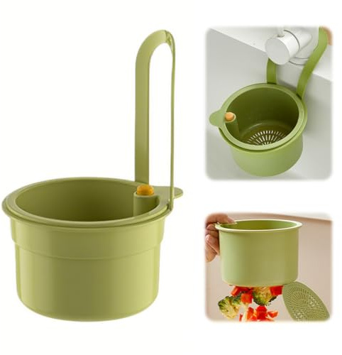 Sieb für Spülbecken, Snap-Button Spülbecken Sieb Wasserhahn Hängend, ohne Hände zu verschmieren, Abnehmbare silikon Waschbecken sieb, für Waschen/Organizer in Küche (Grün)