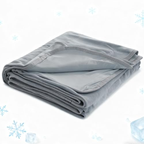 Winthome Kühldecke Stromfreie Kühlung Q-Max>0.4, Sommerdecke Wendesign, Kühlende Decke Weich Atmungsaktiv Keine Hitzestauung, Cooling Blanket Lindert Hitzewallungen&Nachtschweiß, OEKO (Grau,150x200cm)
