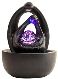 Zimmerbrunnen Keramik Kleine Desktop Brunnen Kreative Zirkulierende Wasser Ornamente Dekorative Moderne Minimalistischen Tischbrunnen(Schwarz)
