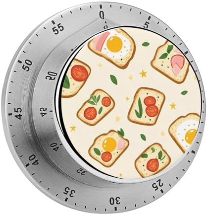 Toast with Egg Tomato Vintage Kitchen Timers No Batteries Loud Alarm Digital Timer for Baking Cooking