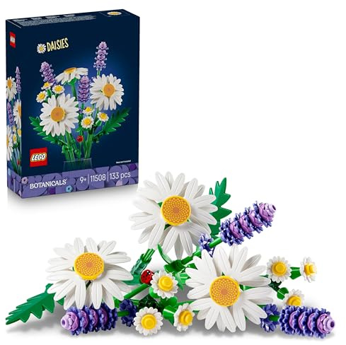 LEGO Botanicals Margherite - Bouquet di Fiori Artificiali con Margherite Finte e Lavanda - Decorazione per Camera da Letto - Regalo di Compleanno per Bambine da 9 Anni e Adulti Amanti dei Fiori 11508