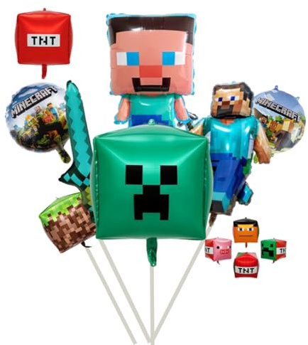LGWJHCY Lot de 9 ballons de jeu pixels, ballons de jeu pixels, décoration d'anniversaire, ballons en aluminium, pour enfants, anniversaire, décoration pour garçons et filles