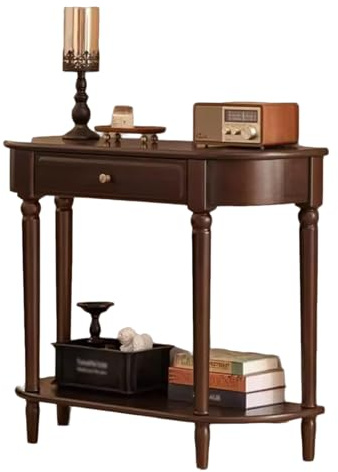 Tavolo consolle a 2 livelli in stile country,Tavolo a Consolle con Cassetti e Ripiano,Tavolo da Divano In Legno,per ingresso, foyer, corridoio, soggiorno (95*35*82cm/37.4*13.7*32.2in)
