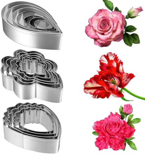 GZLFH Ausstechformen Blumen, Edelstahl Tropfen Blumen Ausstecher Set 16 Stk | Keksformen plätzchen Keks Ausstecher von weihnachten Teig, Tortenkruste, Obst
