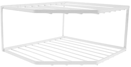 NIYANGLE Organizador de Ollas y Sartenes de Esquina Estante de Cocina Doble Capa 12 CM de Altura para Fregadero y Gabinete Soporte Metálico Resistente para Utensilios y Platos