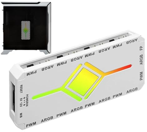 ARGB Controller – RGB fläktnav | 3-stifts PWM-fläkt magnetisk splitter med LED- med fjärrkontroll, för skrivbordsinställning, hemmabio, sovrum, lekrum, festspel PC-tillbehör för spelare män kvinnor