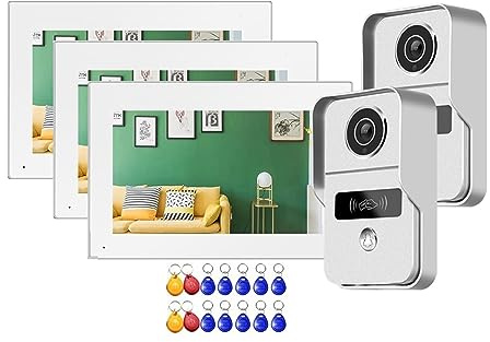Wifi Trådlös Videointercom For Hem Smart Video Dörrtelefon Dörrklocka Kamera 7 Tums Pekskärmsskärm 1080P Panel Tydlig Display Skydd Alla Väder(3 monitors 2 Panels Add 32G TF Card)