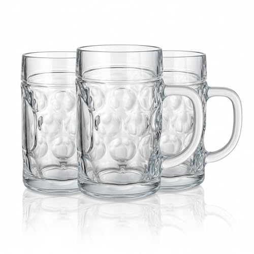 Plastard 3er Set Bierkrug 0,5L aus SAN Kunststoff bruchsicherer Bierseidel | Spülmaschinenfest & Wiederverwendbar - BPA-Frei, 500 ml, robuste Biergläser für Gartenparty, Gastro & Festival, Geschenkidee