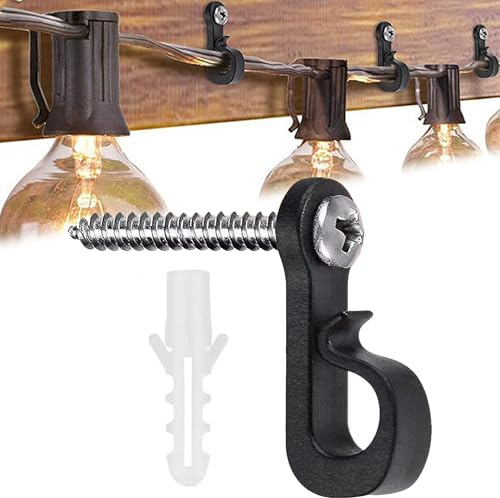 MINGZE 30PCS Q-Hanger Screw Hooks, Gutter Hooks for Outdoor Lights with Drill, Outdoor Hook for Light Wire for Hanging String Lights Plants Small Hooks for Home and Garden Use