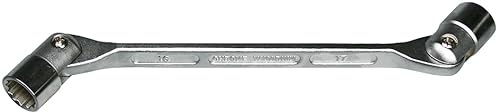 SW-Stahl 00945SB Doppelgelenkschlüssel 16 x 17 mm, Zwölfkant Profil | Chrom-Vanadium-Stahl, matt verchromt, abwinkelbarer Gelenkkopf für Arbeiten in beengten Platzverhältnissen, 12-kant